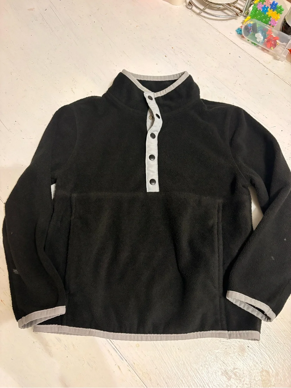 wonder nation Black Fleece Snap Pullover with Gray Trim